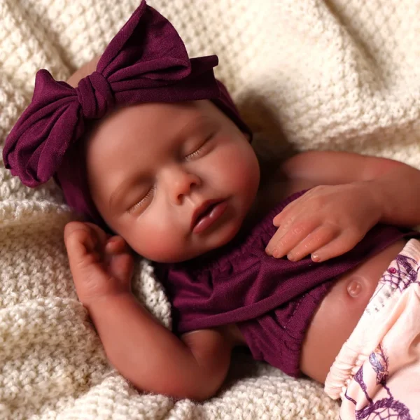 Lauren 12"/16'' Silicone Sleeping Baby African American Little Infant Girl - Image 9